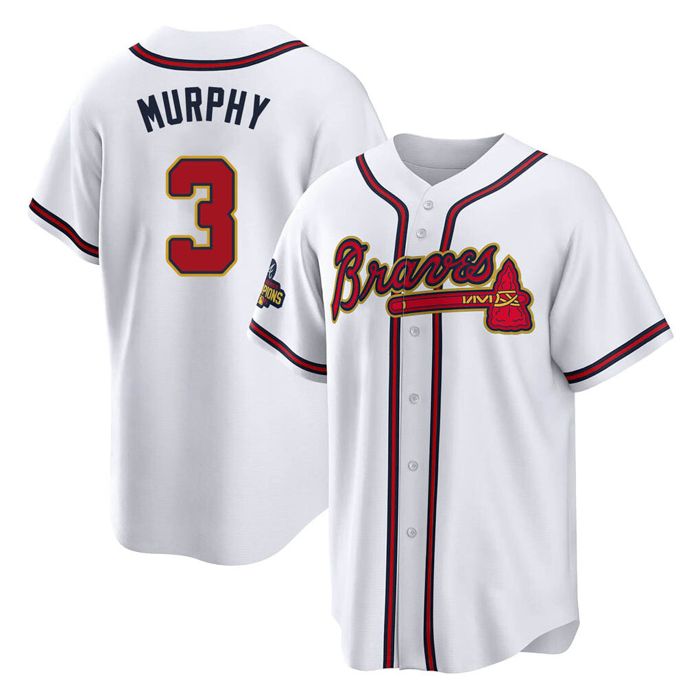 Atlanta Braves #3 Dale Murphy Player White Gold HOLBERT Home Game Stitched Jerseys