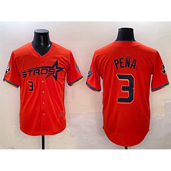 Houston Astros #3 Jeremy Pena Orange HOLBERT 2025 City Connect With Texas Patch Limited Stitched Jersey