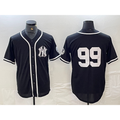 New York Yankees #99 Aaron Judge No Name Black White HOLBERT Cool Base Stitched Jersey