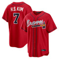 Atlanta Braves #7 Ha-Seong Kim Player Red HOLBERT Home Game Stitched Jerseys