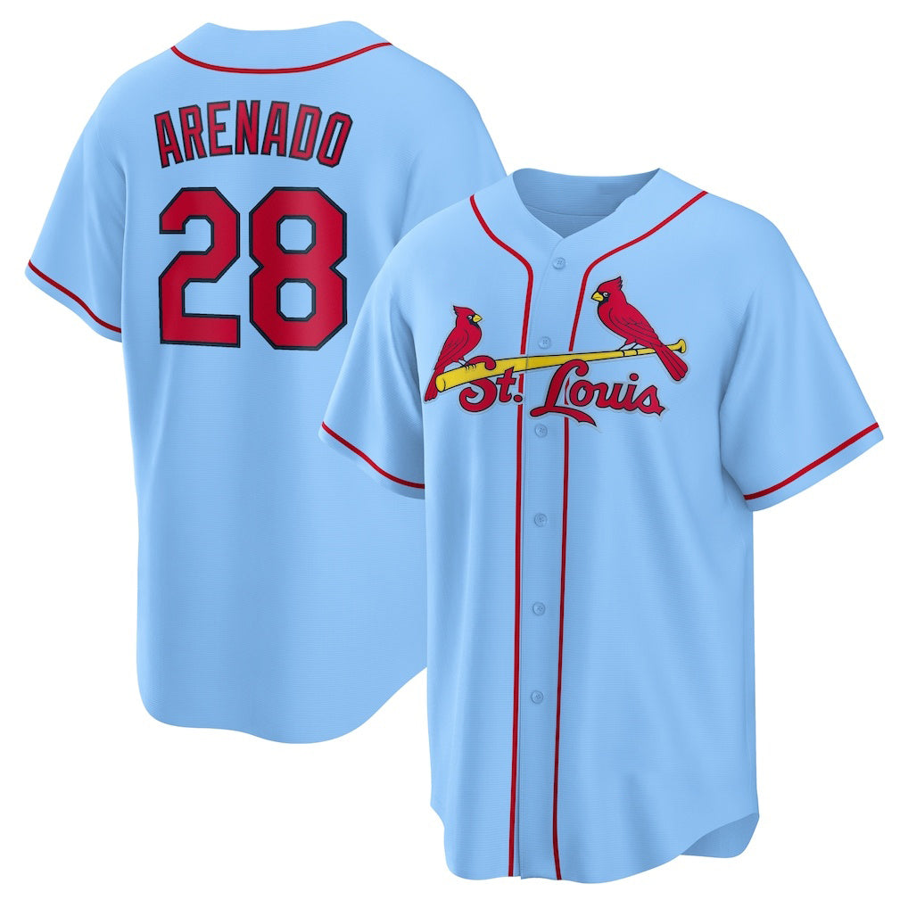 St. Louis Cardinals #28 Nolan Arenado Light Blue HOLBERT Alternate Official Replica Player Jersey