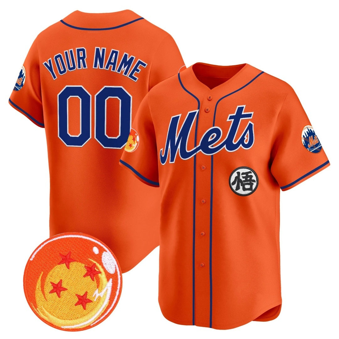 Custom New York Mets x Dragon Ball Orange HOLBERT Vapor Premier Limited Jersey - All Stitched