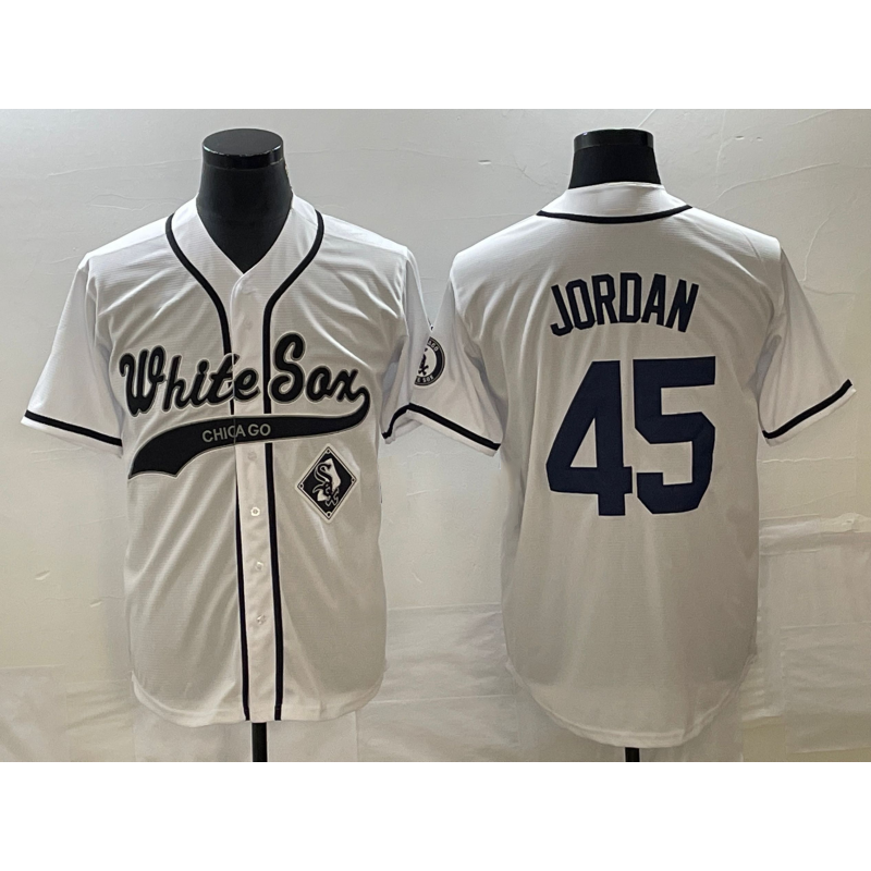 Chicago White Sox #45 Michael Jordan White HOLBERT Cool Base Stitched Jersey 2