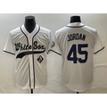 Chicago White Sox #45 Michael Jordan White HOLBERT Cool Base Stitched Jersey 2