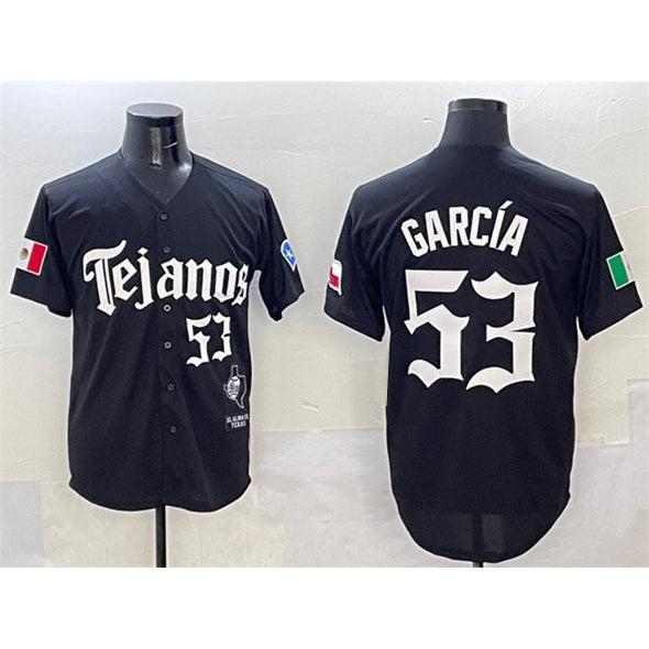 Texas Rangers #53 Adolis Garc¨ªa Black HOLBERT Mexico 2025 Vapor Premier Limited Stitched Jersey