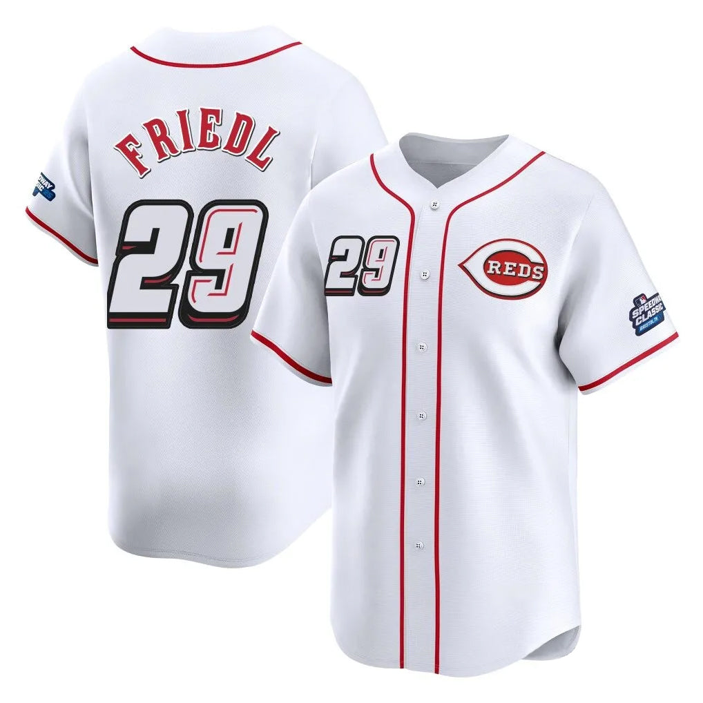 Cincinnati Reds #29 TJ Friedl Player White HOLBERT Speedway Classic Home Limited Stitched Jerseys