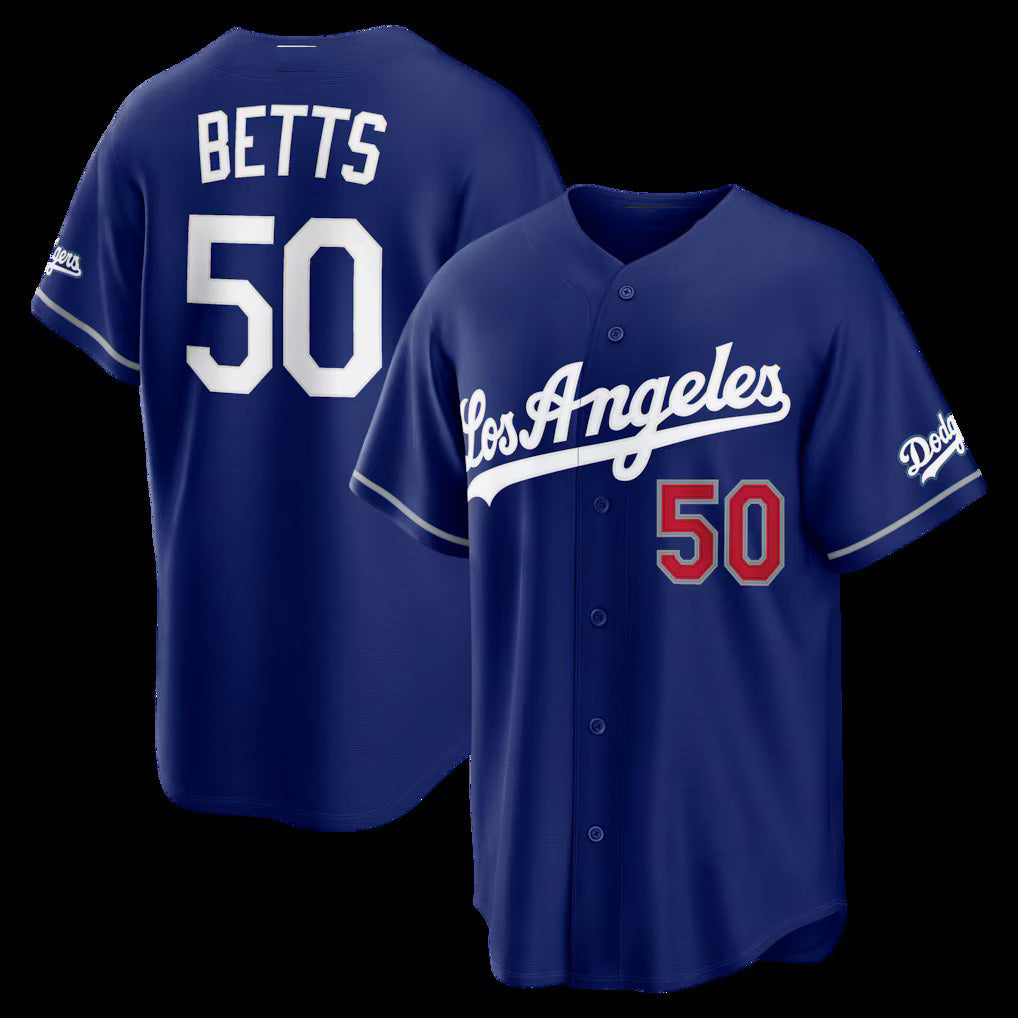 Los Angeles Dodgers #50 Mookie Betts Royal HOLBERT Alternate Stadium Jersey
