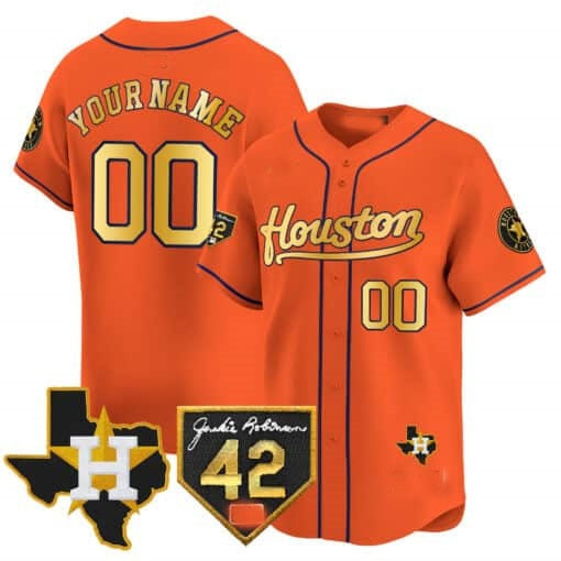 Custom Houston Astros 2024 Jackie Robinson Patch Vapor Premier Limited Jersey ¨C Orange HOLBERT