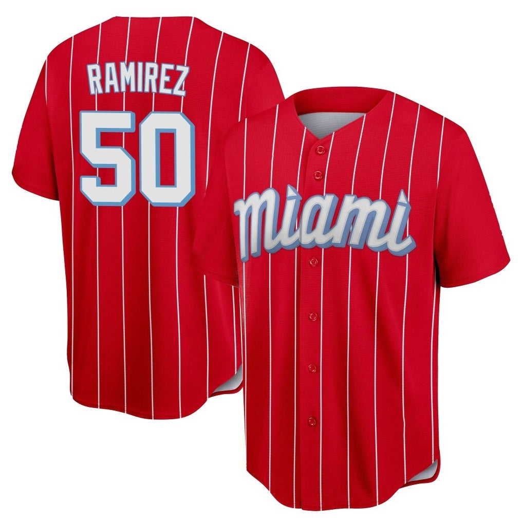 Miami Marlins #50 Agustin Ramirez Player Red HOLBERT City Connect Home Game Stitched Jerseys