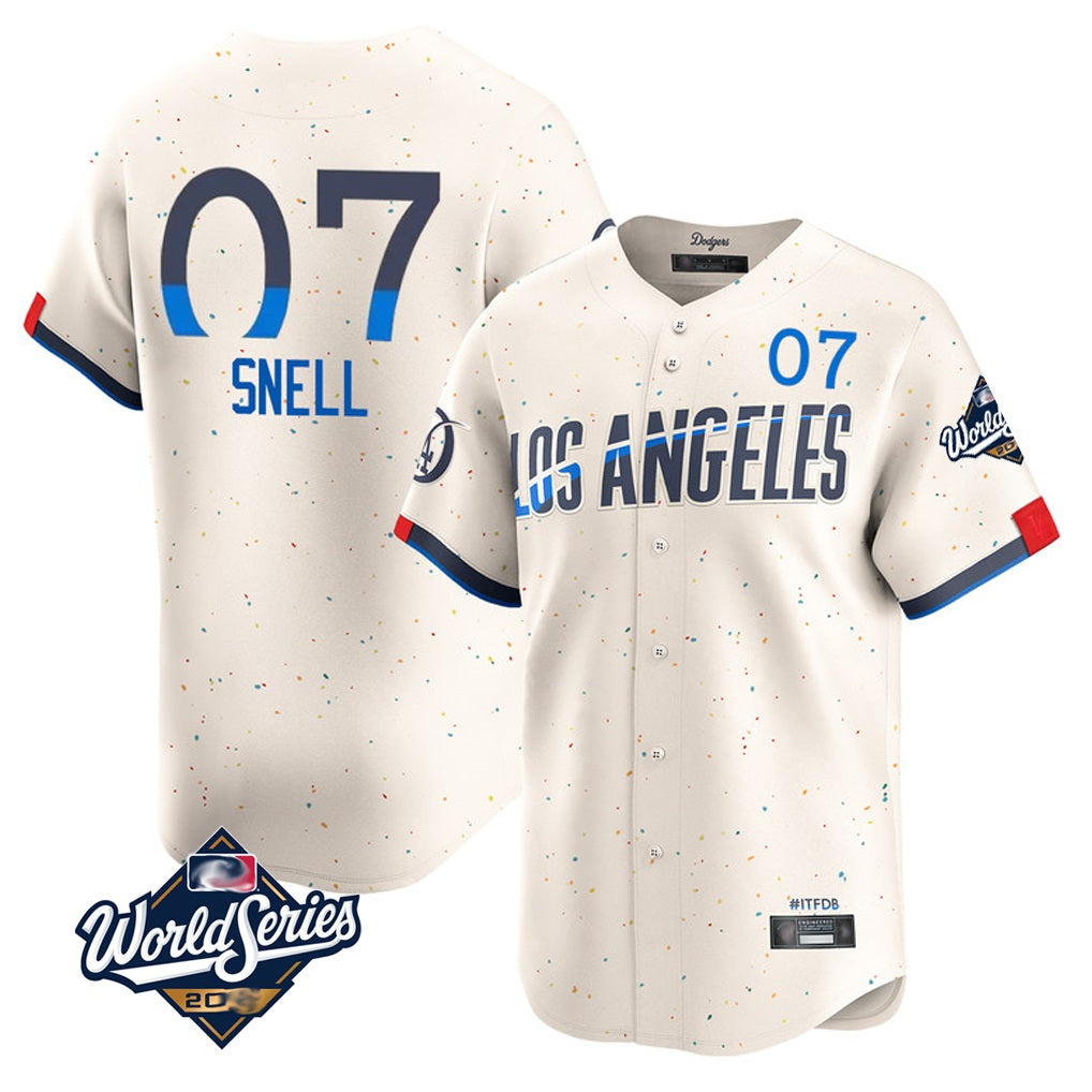 Los Angeles Dodgers #7 Blake Snell Player Cream HOLBERT City Connect Limited World Series Home Stitched Jerseys