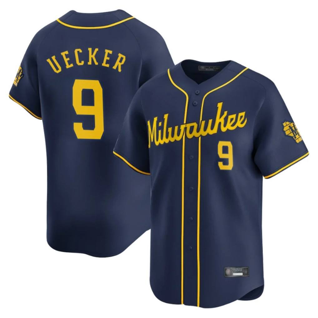 Milwaukee Brewers #9 Bob Uecker Player Navy HOLBERT Home Limited Stitched Jerseys