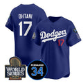 Los Angeles Dodgers #17 Shohei Ohtani Royal HOLBERT 2024 World Series With Fernando Memorial Patch Limited Stitched Jersey