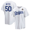 Los Angeles Dodgers #50 Mookie Betts White HOLBERT 2024 World Series Cool Base Stitched Jersey
