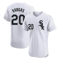 Chicago White Sox #20 Miguel Vargas Player White HOLBERT Stripe Limited Elite Home Stitched Jerseys