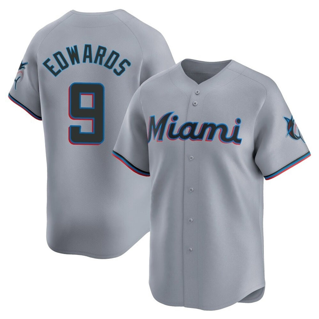 Miami Marlins #9 Xavier Edwards Player Gray HOLBERT Home Limited Stitched Jerseys