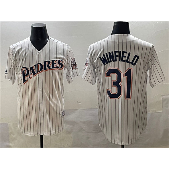 San Diego Padres #31 Dave Winfield White HOLBERT Throwback With Patch Cool Base Stitched Jersey