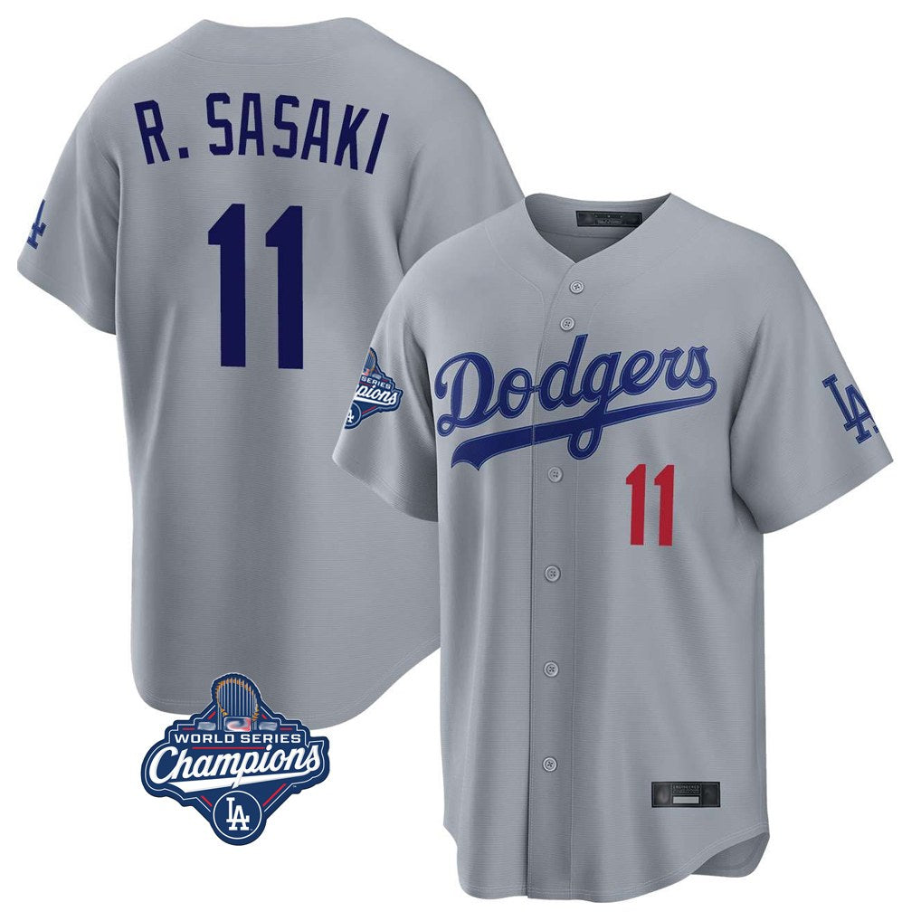 Los Angeles Dodgers #11 Roki Sasaki Player Gray HOLBERT World Series Meet Game Home Stitched Jerseys