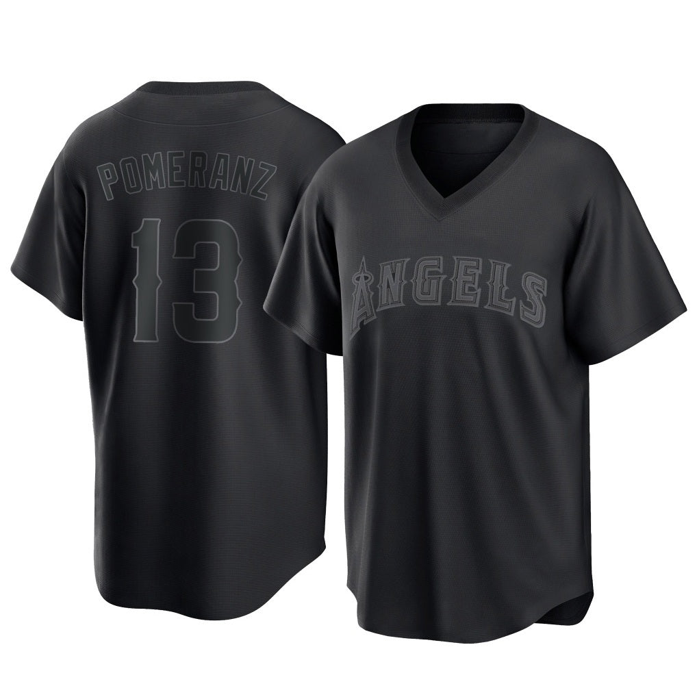 Los Angeles Angels #13 Drew Pomeranz Player Black HOLBERT Pitch Fashion T-shirt Stitched Jerseys