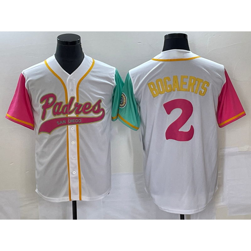 San Diego Padres #2 Xander Bogaerts White HOLBERT NEW 2023 City Connect Cool Base Stitched Jersey 3