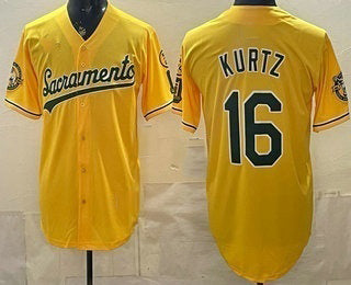 Oakland Athletics #16 Nick Kurtz Yellow HOLBERT Limited Jersey