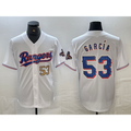 Texas Rangers #53 Adolis Garcia Number White HOLBERT 2023 World Series Champions Cool Base Jerseys