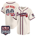 Custom Atlanta Braves Cream HOLBERT USA 250 Fourth of July Vapor Premier Limited Jersey ¨C All Stitched