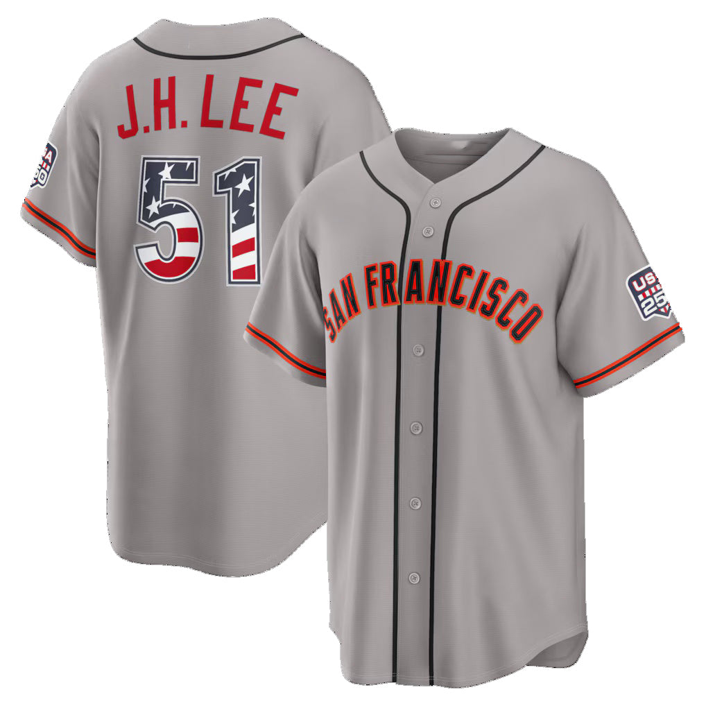 San Francisco Giants #51 Jung Hoo Lee USA 250 Fourth of July Road Stadium Jersey - Gray HOLBERT