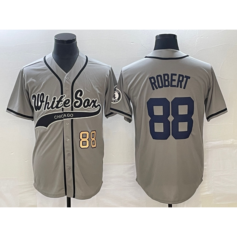 Chicago White Sox #88 Luis Robert Number Grey HOLBERT Cool Base Stitched Jersey