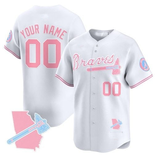 Custom Atlanta Braves Bubblegum Pink Vapor Premier Limited Jersey ¨C White HOLBERT