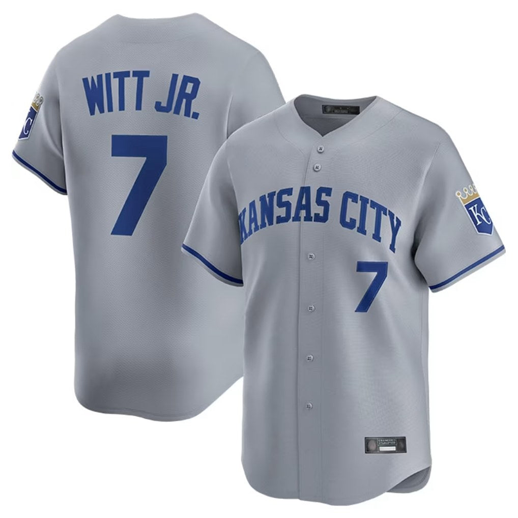 Kansas City Royals #7 Bobby Witt Jr. Player Gray HOLBERT Limited Home Stitched Jerseys