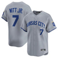 Kansas City Royals #7 Bobby Witt Jr. Player Gray HOLBERT Limited Home Stitched Jerseys