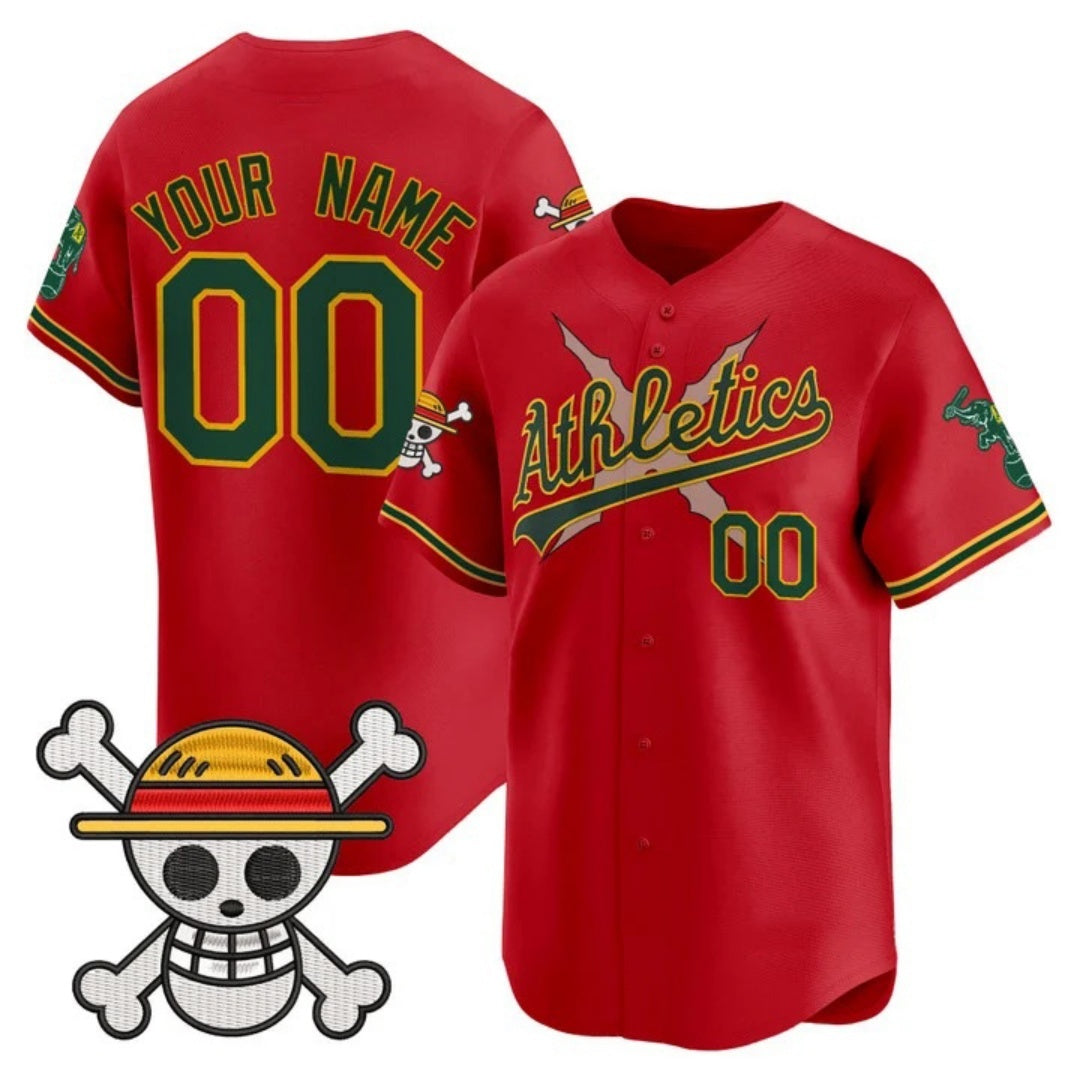 Custom Oakland Athletics x One Piece Red HOLBERT Vapor Premier Limited Jersey - Stitched
