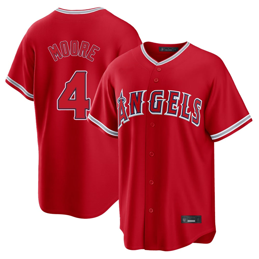 Los Angeles Angels #4 Christian Moore Player Red HOLBERT Home Game Stitched Jerseys