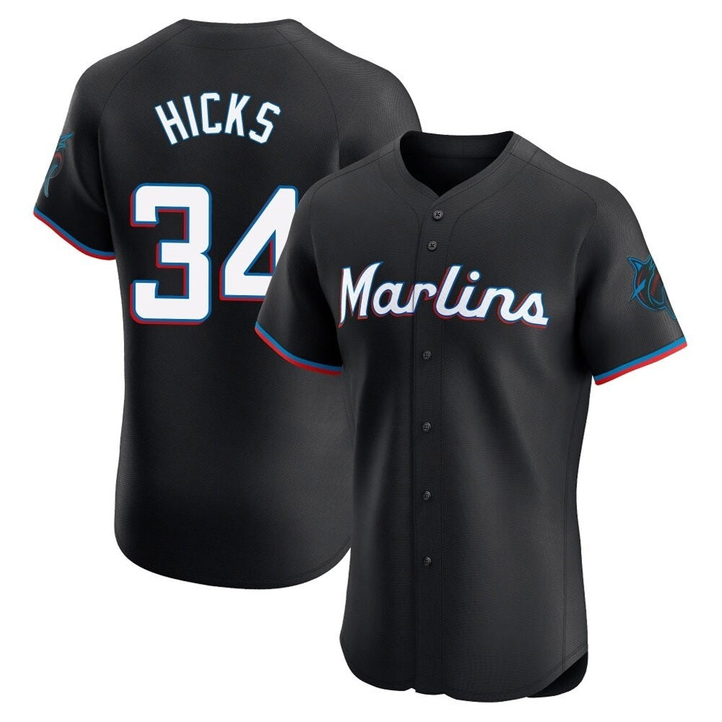 Miami Marlins #34 Liam Hicks Player Black HOLBERT Vapor Home Limited Elite Stitched Jerseys