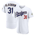 Los Angeles Dodgers #31 Tyler Glasnow White HOLBERT 2026 Gold Collection Authentic Jersey