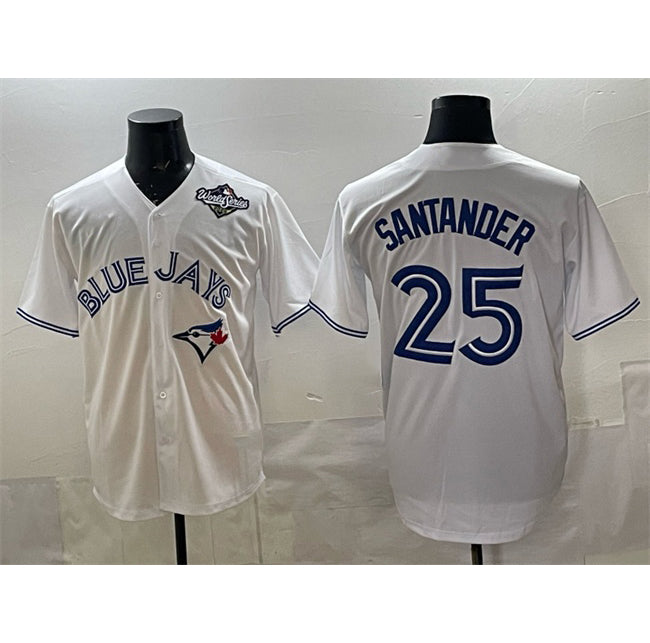 Toronto Blue Jays #25 Anthony Santander White HOLBERT 2025 World Series Home Cool Base Stitched Jersey