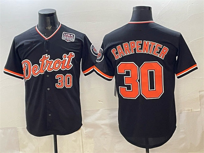 Detroit Tigers #30 Kerry Carpenter Black HOLBERT 2026 Alternate USA 250' Patch Vapor Premier Limited Stitched Jersey