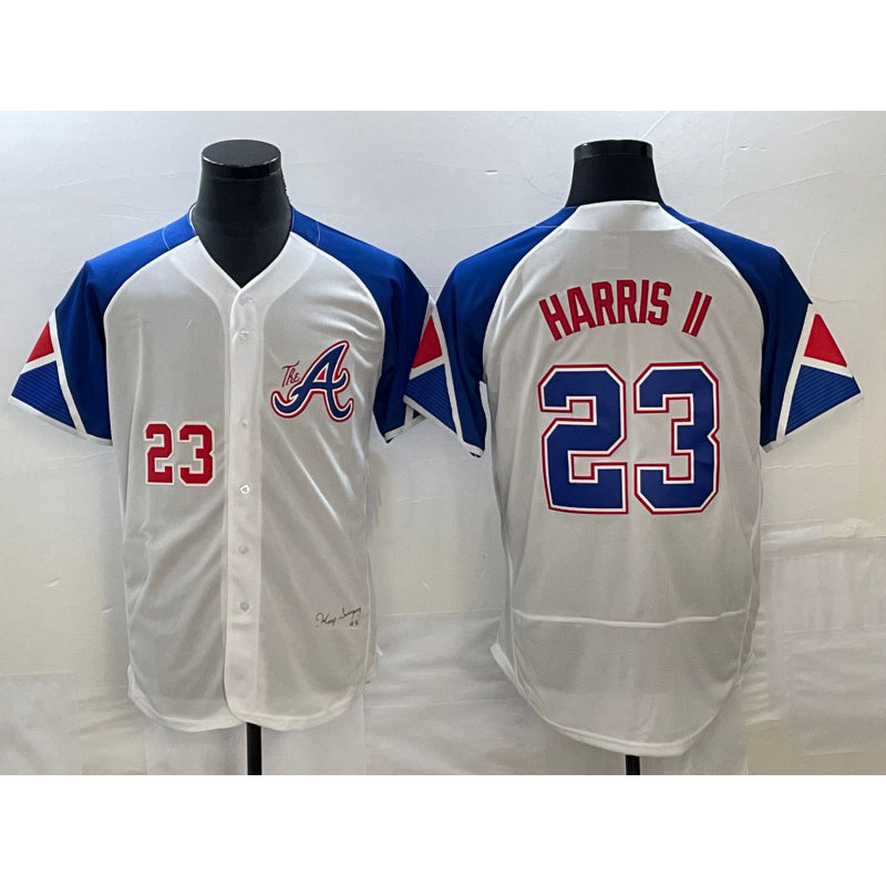 Atlanta Braves #23 Michael Harris II Number White HOLBERT 2023 City Connect Flex Base Stitched Jersey 3