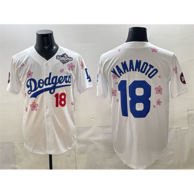 Los Angeles Dodgers #18 Yoshinobu Yamamoto White HOLBERT 2025 World Series Patch Tokyo Series Limited Stitched Jersey