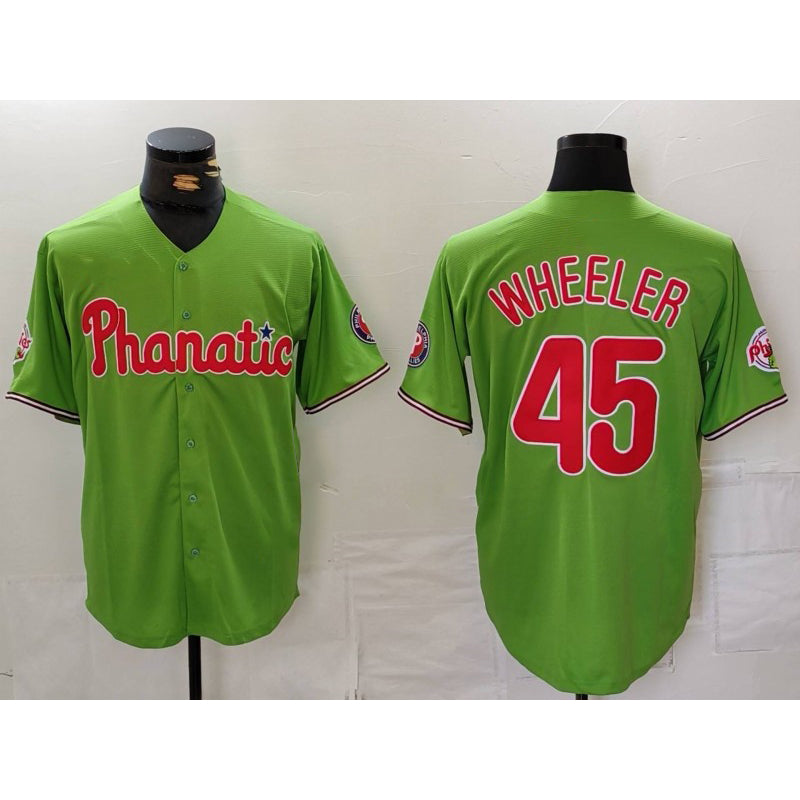 Philadelphia Phillies #45 Zack Wheeler Green HOLBERT With Patch Stitched Cool Base Jersey