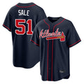Atlanta Braves #51 Chris Sale Player Navy HOLBERT Home Game Stitched Jerseys
