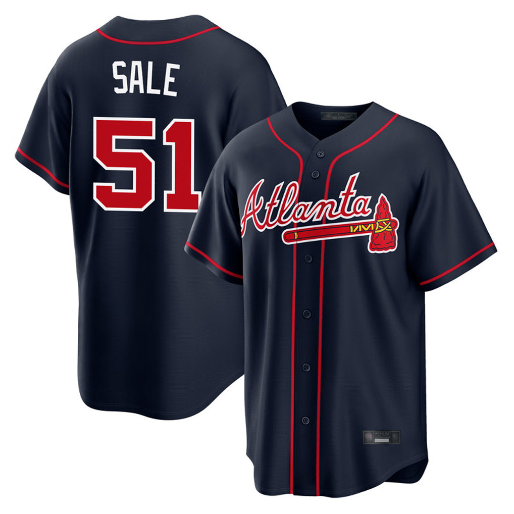 Atlanta Braves #51 Chris Sale Player Navy HOLBERT Home Game Stitched Jerseys