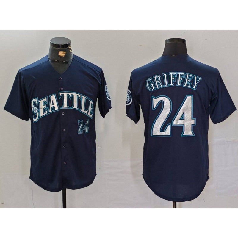 Seattle Mariners #24 Ken Griffey Jr Navy HOLBERT Cool Base Stitched Jersey