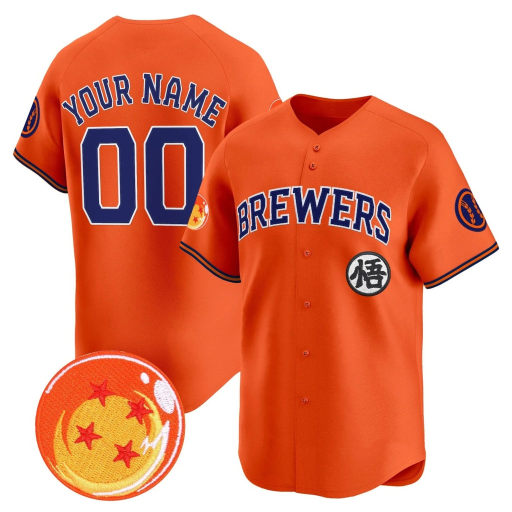 Custom Milwaukee Brewers x Dragon Ball Orange HOLBERT Vapor Premier Limited Jersey - All Stitched