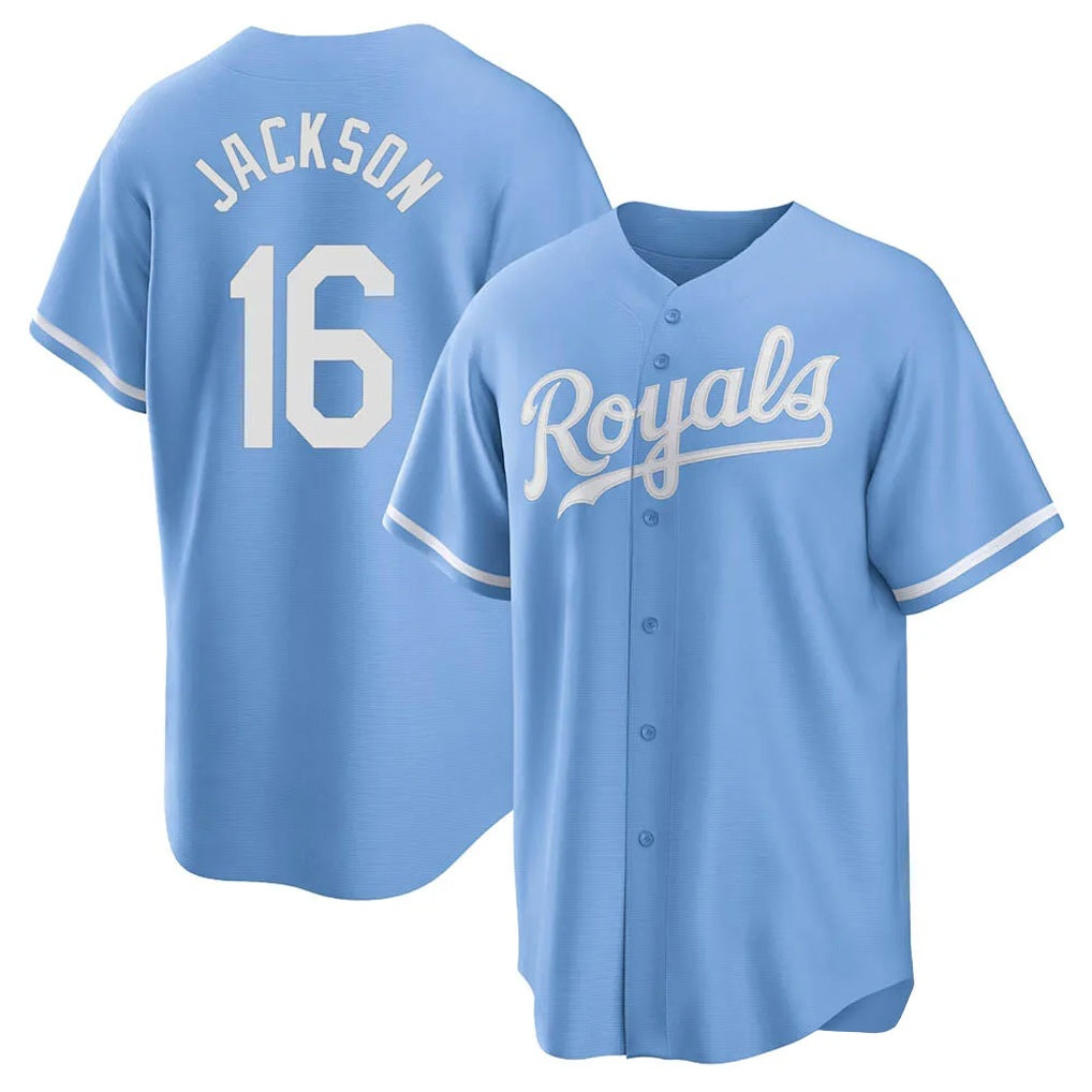 Kansas City Royals #16 Bo Jackson Player Light Blue HOLBERT Home Game Stitched Jerseys