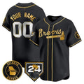 Custom Atlanta Braves 2024 Spring Training Patch Vapor Premier Limited Jersey ¨C Black Gold HOLBERT