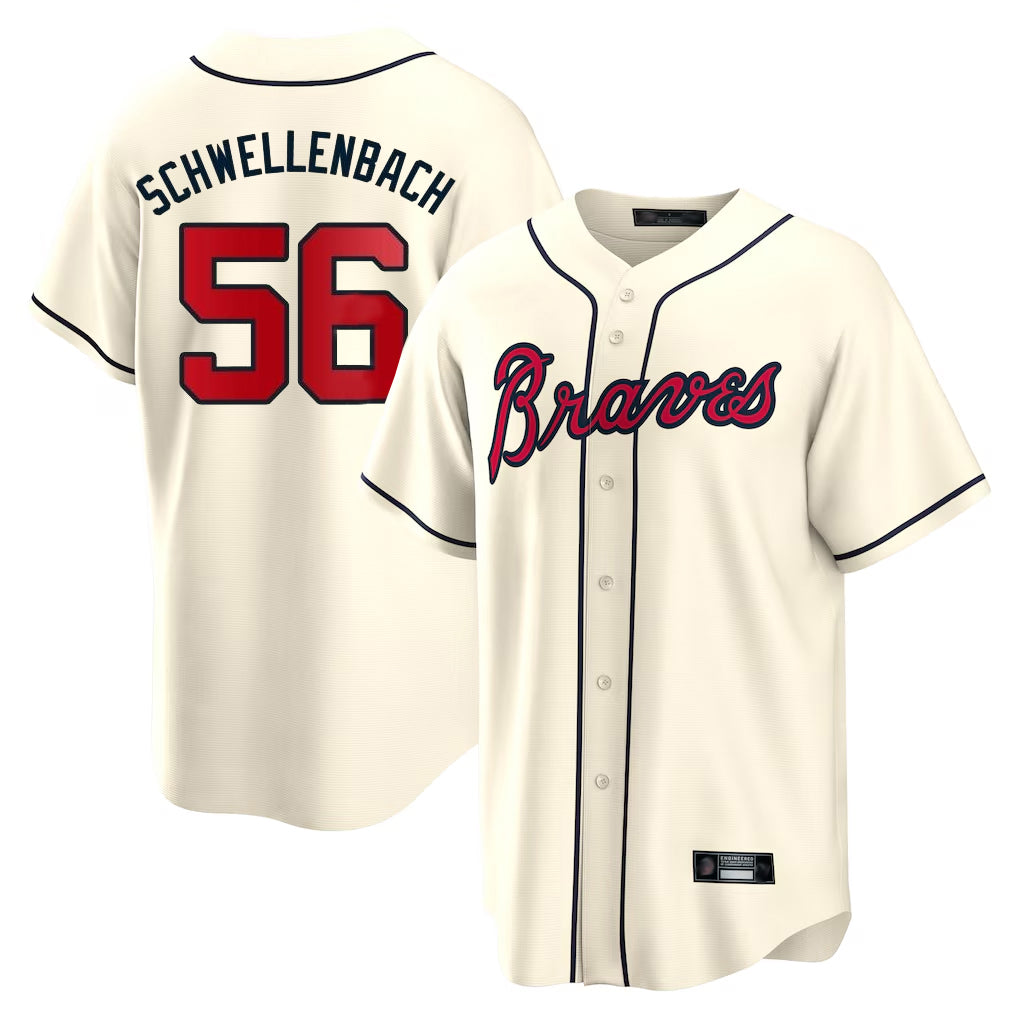 Atlanta Braves #56 Spencer Schwellenbach Player Cream HOLBERT Home Game Stitched Jerseys