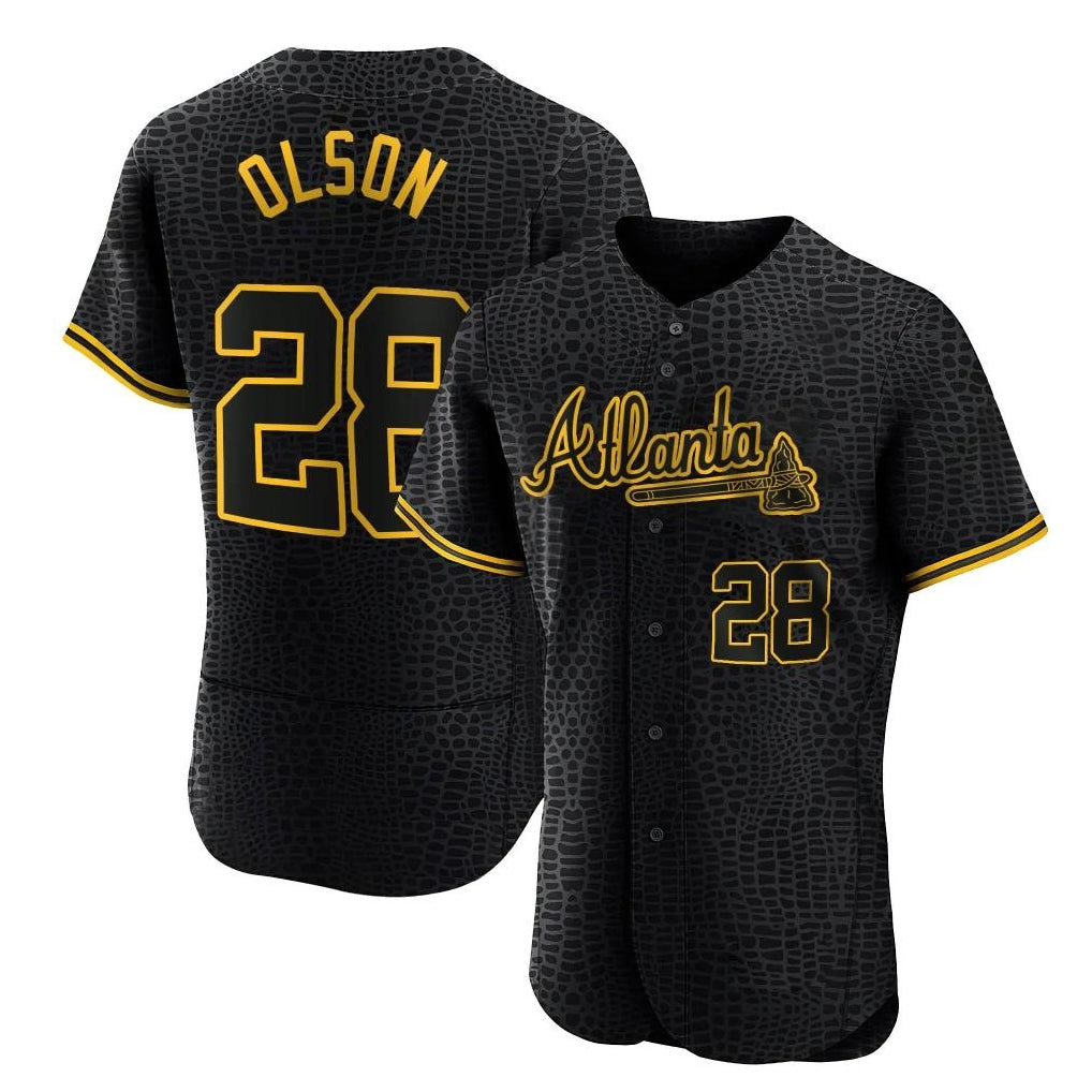 Atlanta Braves #28 Matt Olson Player Black HOLBERT Snake Skin City Limited Elite Home Game Stitched Jerseys