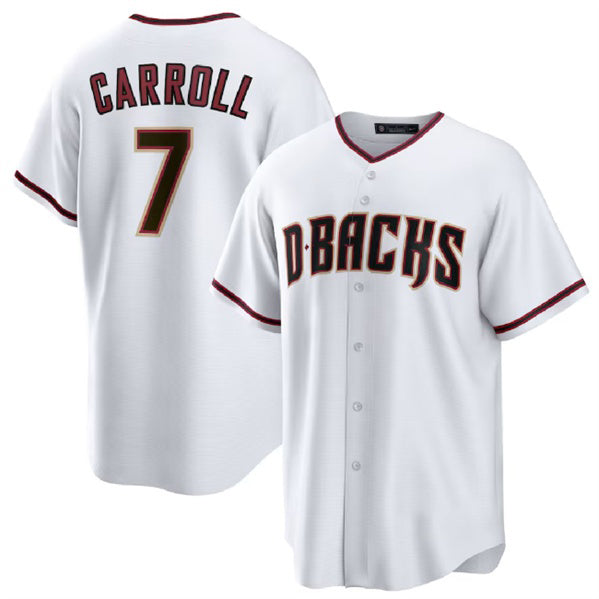 Arizona Diamondbacks #7 Corbin Carroll White HOLBERT Cool Base Stitched Jersey 2