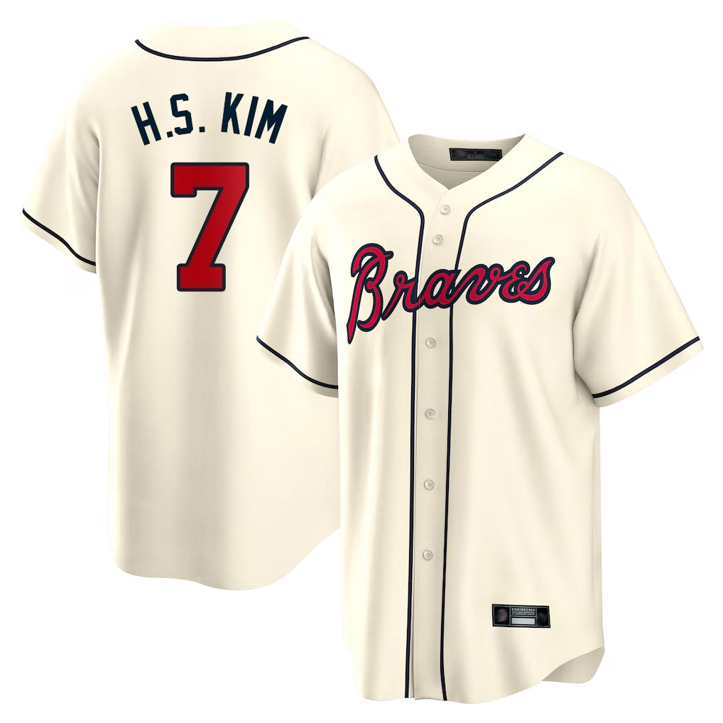Atlanta Braves #7 Ha-Seong Kim Player Cream HOLBERT Home Game Stitched Jerseys